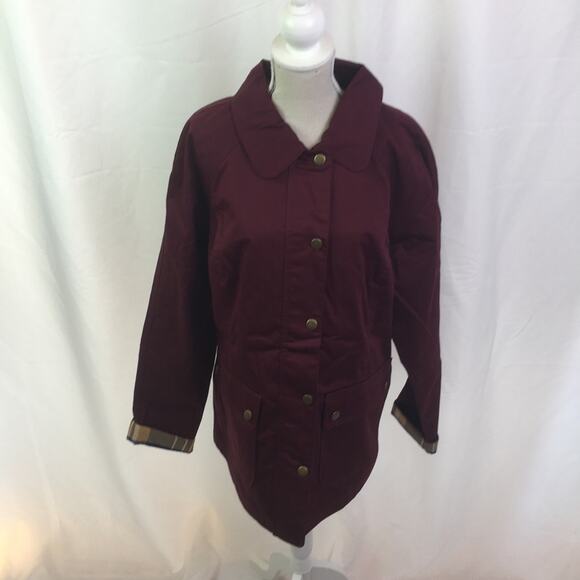 Denim&Co hi lo snap button Jacket wine burgundy XS - Picture 12 of 16